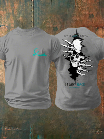 Camiseta impresa veterano de la conciencia del PTSD de los hombres