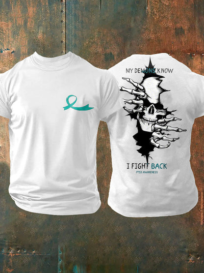 Camiseta impresa veterano de la conciencia del PTSD de los hombres