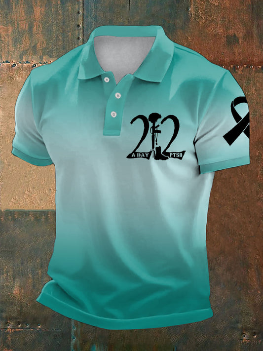 Hombres PTSD conciencia veterano impreso Casual Tops