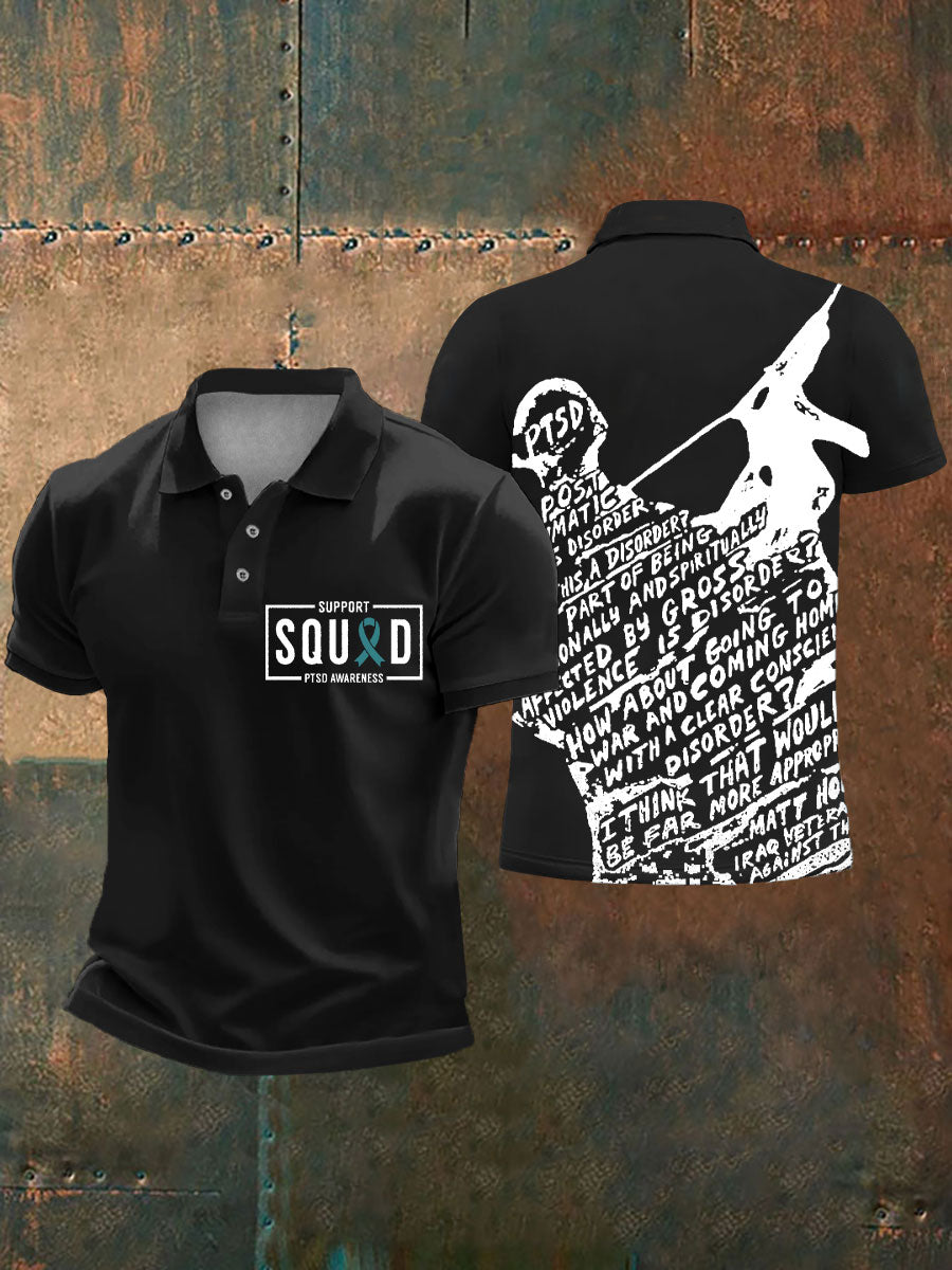 Hombres PTSD conciencia veterano impreso Casual Tops