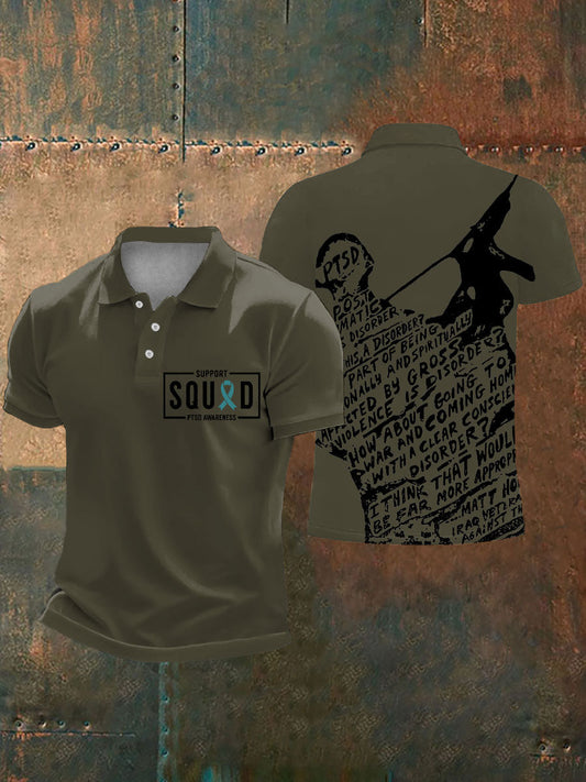 Hombres PTSD conciencia veterano impreso Casual Tops