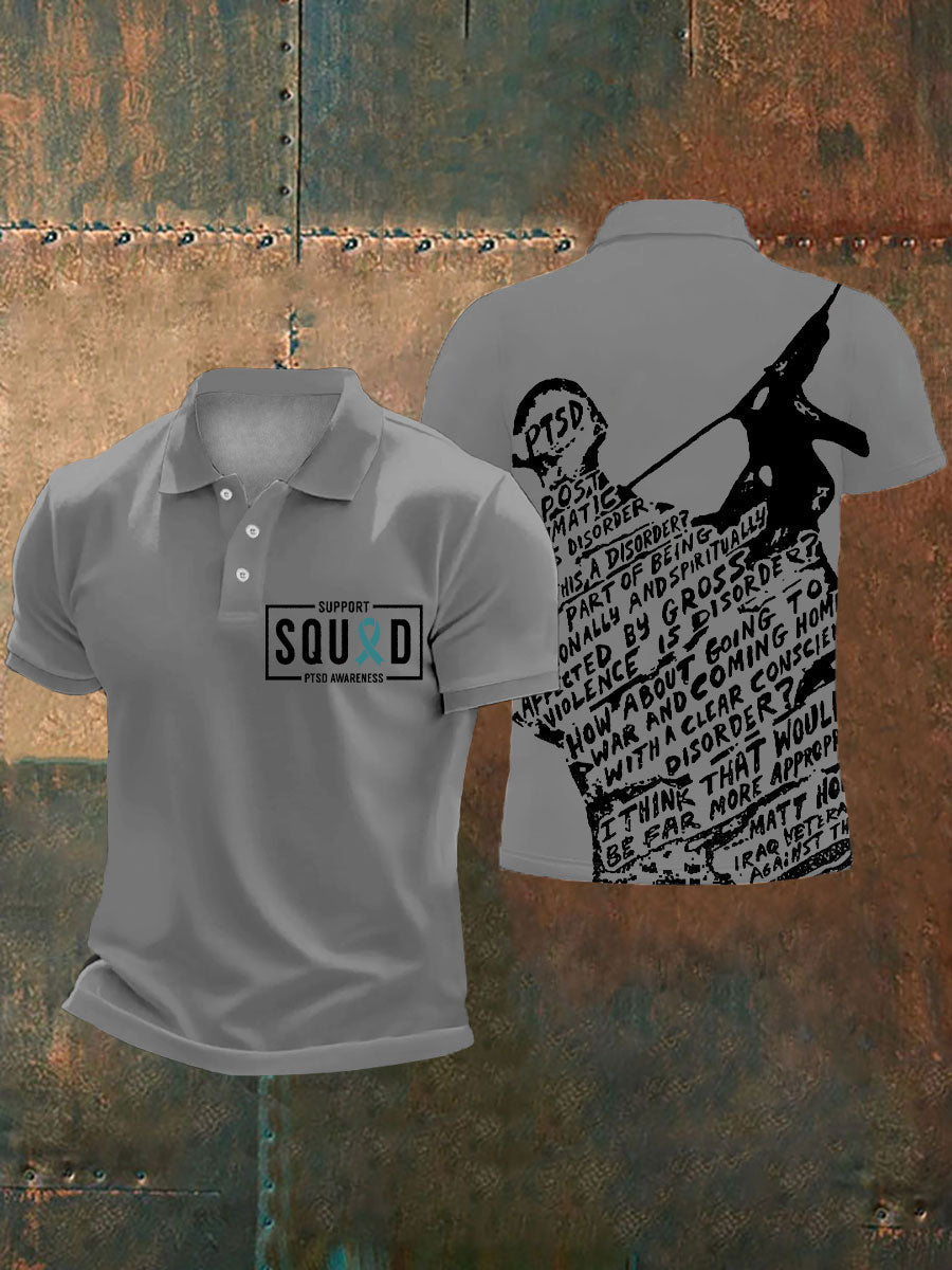 Hombres PTSD conciencia veterano impreso Casual Tops