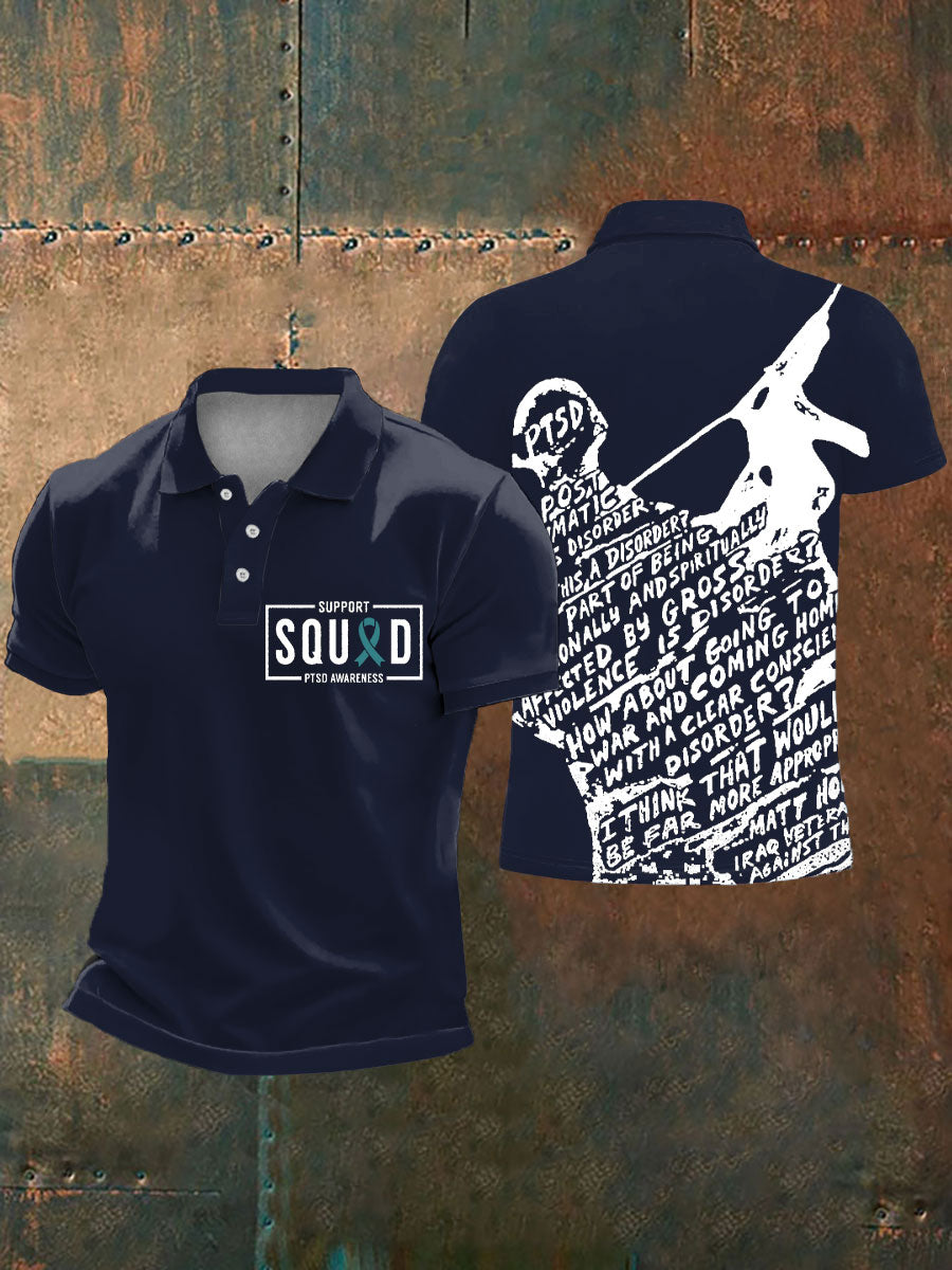 Hombres PTSD conciencia veterano impreso Casual Tops