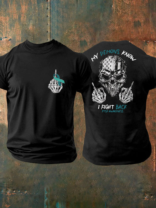 Camiseta impresa veterano de la conciencia del PTSD de los hombres