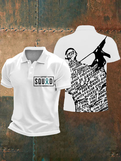 Hombres PTSD conciencia veterano impreso Casual Tops