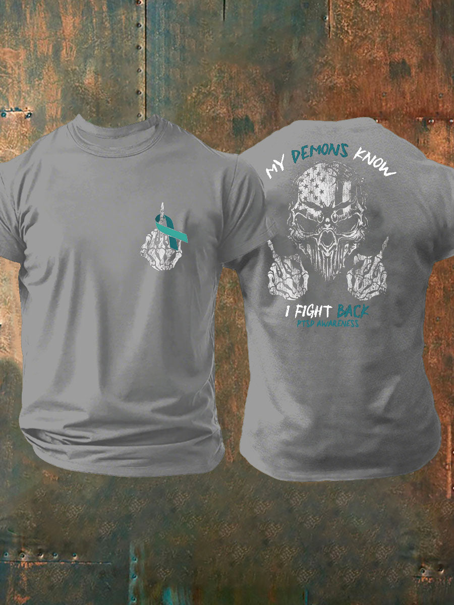 Camiseta impresa veterano de la conciencia del PTSD de los hombres