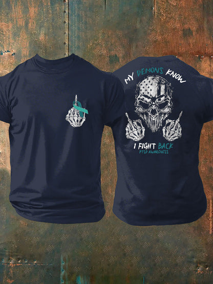 Camiseta impresa veterano de la conciencia del PTSD de los hombres