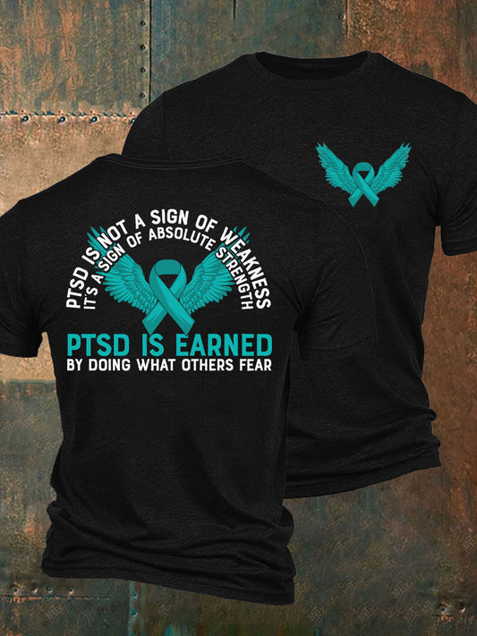 Camiseta impresa veterano de la conciencia del PTSD de los hombres