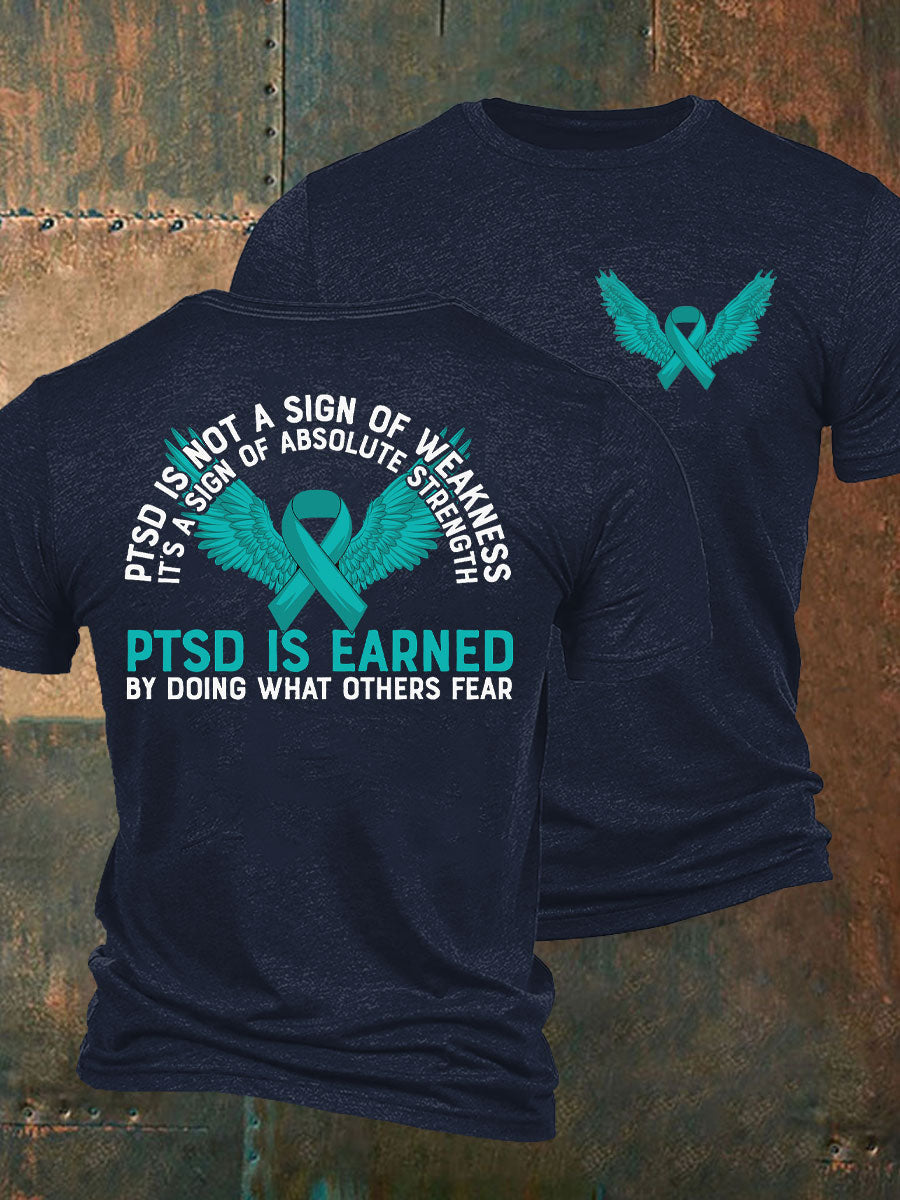 Camiseta impresa veterano de la conciencia del PTSD de los hombres