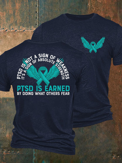 Camiseta impresa veterano de la conciencia del PTSD de los hombres