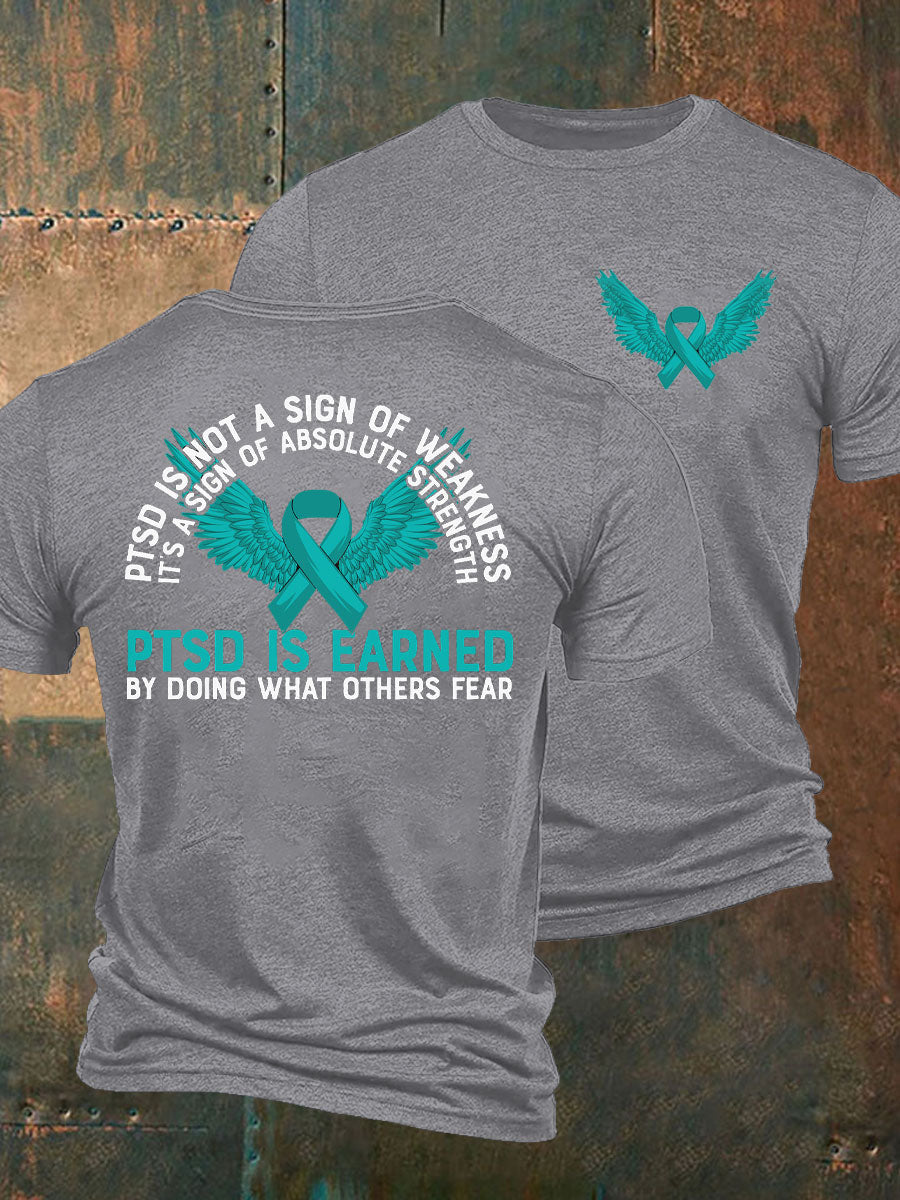 Camiseta impresa veterano de la conciencia del PTSD de los hombres