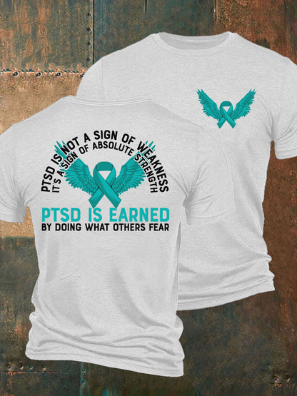 Camiseta impresa veterano de la conciencia del PTSD de los hombres