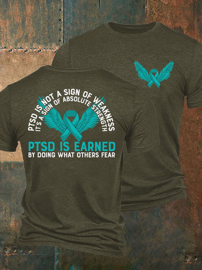 Camiseta impresa veterano de la conciencia del PTSD de los hombres