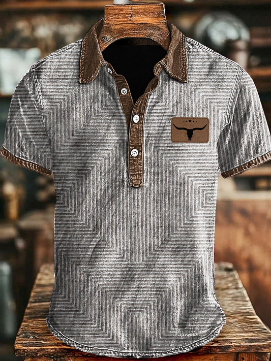 Tops con estampado geométrico de inspiración occidental para hombres
