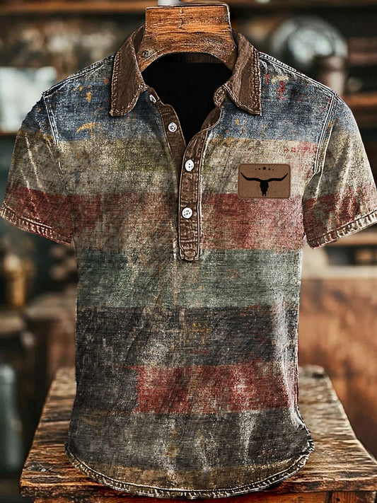 Tops occidentales de la impresión del color del vintage del estilo de los hombres