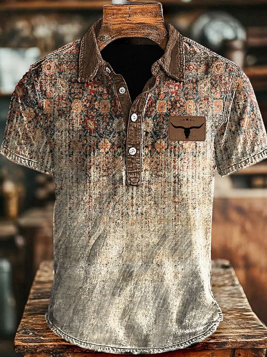 Tops con estampado floral vintage de inspiración occidental para hombres