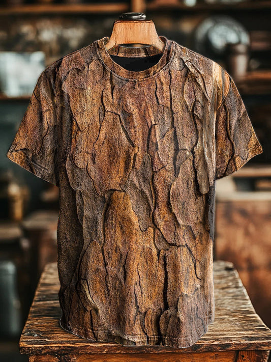 Camisetas con estampado de corteza vintage para hombres y mujeres