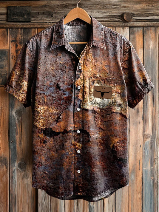 Camisas occidentales de la impresión del moho del vintage del estilo de los hombres