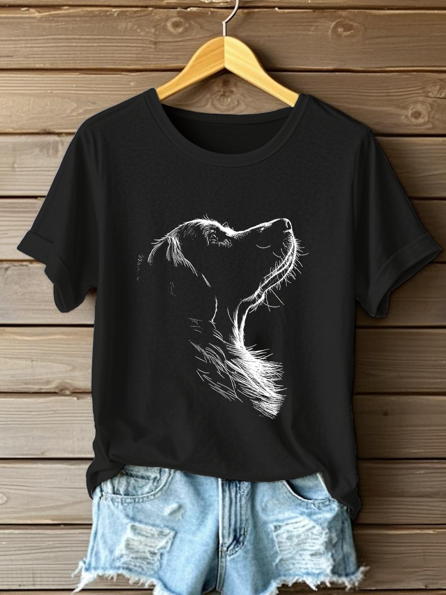 Camiseta casual con estampado Golden Retriever para mujer