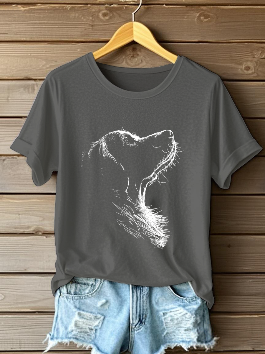 Camiseta casual con estampado Golden Retriever para mujer