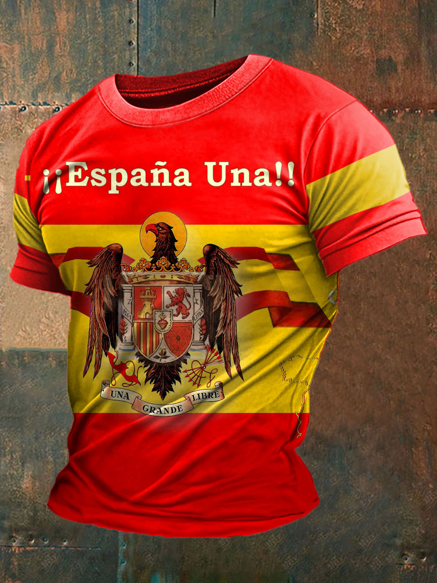 Camiseta con estampado de águila de bandera de España para hombre