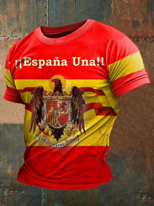 Camiseta con estampado de águila de bandera de España para hombre