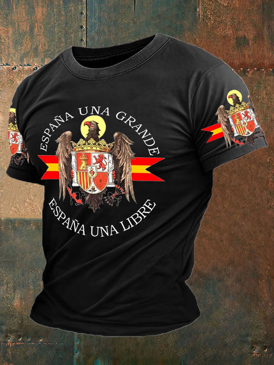 Camiseta con estampado de águila de bandera de España para hombre