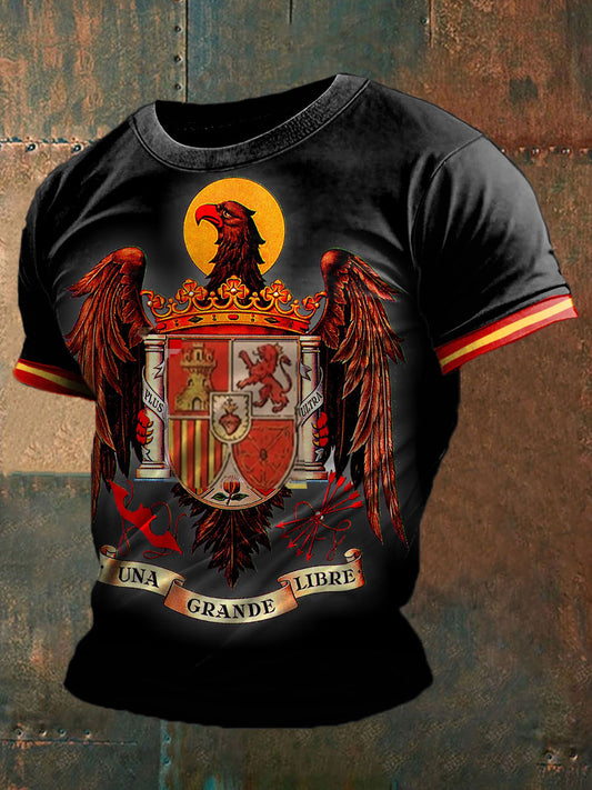 Camiseta con estampado de águila de bandera de España para hombre