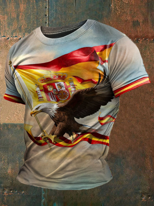 Camiseta con estampado de águila de bandera de España para hombre