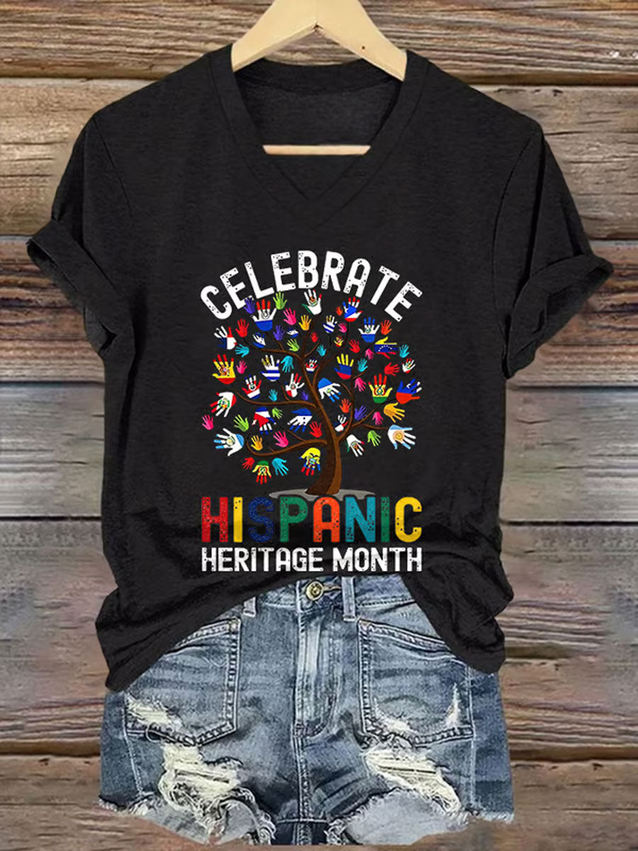 Camiseta con estampado del Mes de la Herencia Hispana para mujer