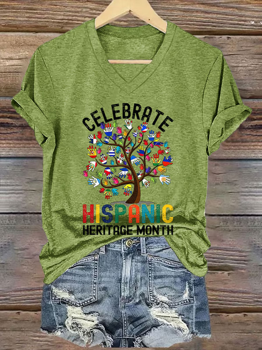 Camiseta con estampado del Mes de la Herencia Hispana para mujer