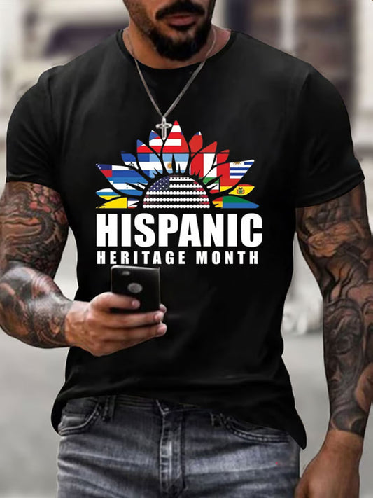 Camiseta impresa del mes de la herencia hispana de los hombres