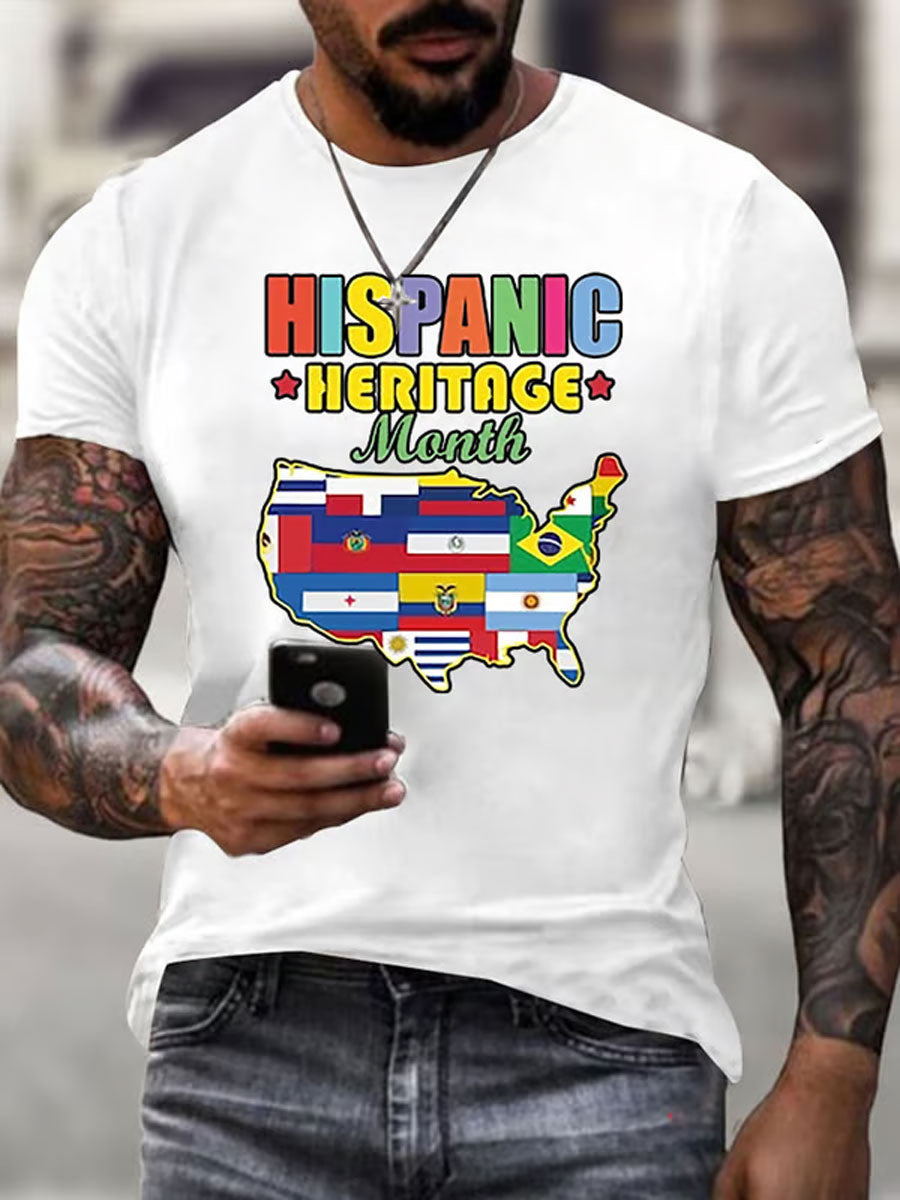 Camiseta impresa del mes de la herencia hispana de los hombres