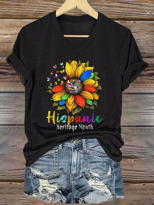 Camiseta con estampado del Mes de la Herencia Hispana para mujer