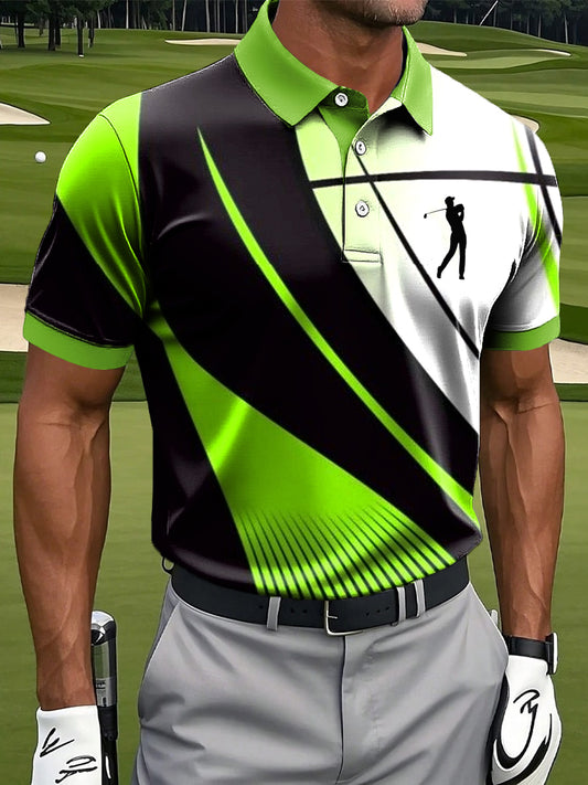 Polo informal de negocios de impresión de línea abstracta retro de los hombres