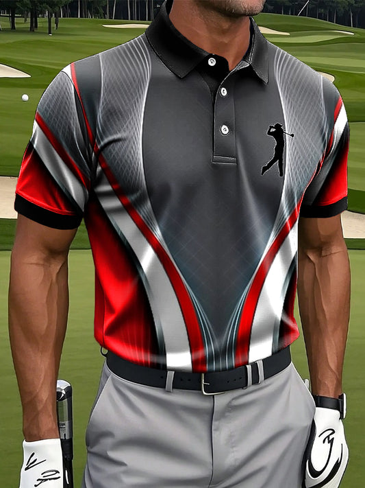 Polo informal abstracto del negocio de la impresión del arte de la línea geométrica de los hombres