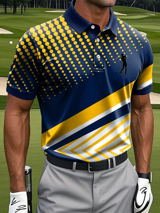 Polka Dot línea abstracta impresión del arte de los hombres de negocios Casual Polo