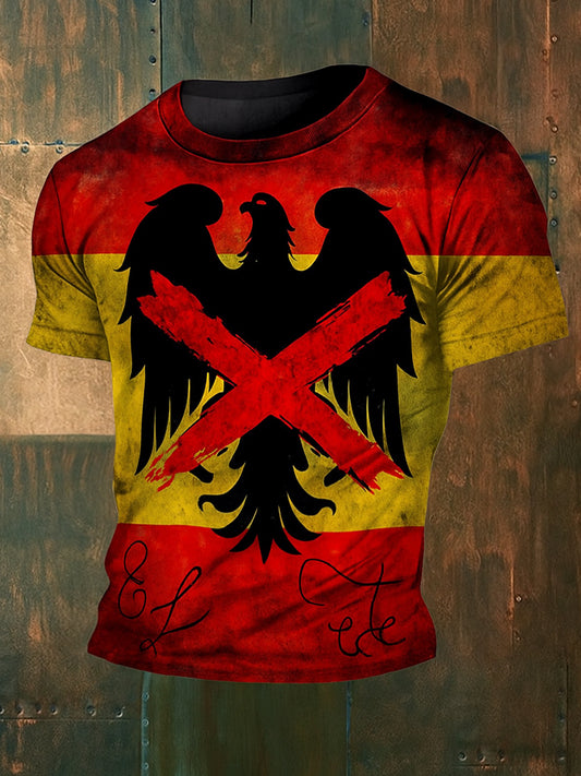 Unisex Vintage bandera española patriótica águila resumen impreso algodón Casua manga corta camiseta