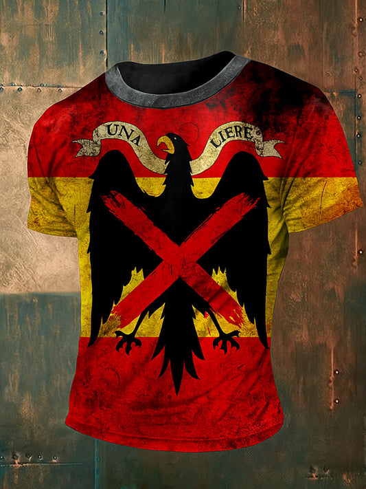 Unisex Vintage bandera española patriótica águila resumen impreso algodón Casua manga corta camiseta