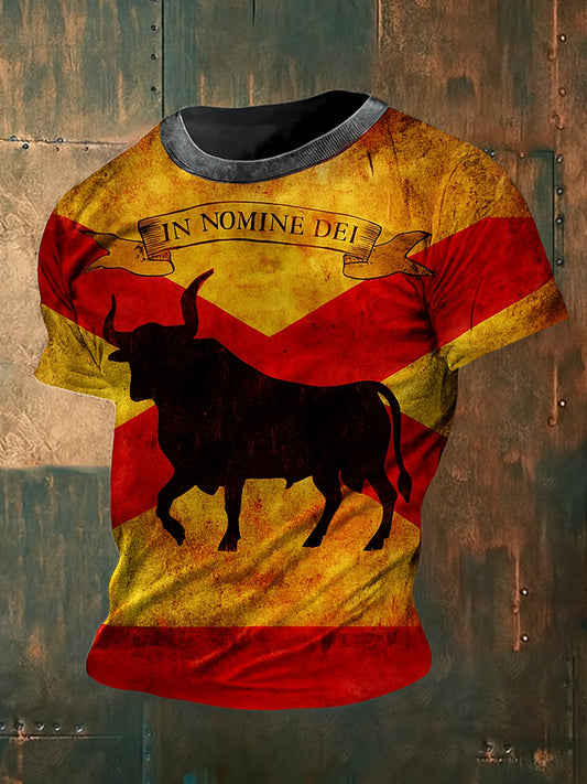 Unisex Vintage bandera española patriótica águila resumen impreso algodón Casua manga corta camiseta