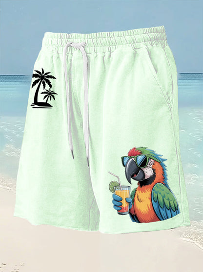 Para hombres es 5 en punto en algún lugar Parrot Palm Print Casual Shorts