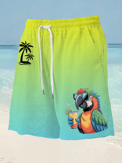 Para hombres es 5 en punto en algún lugar Parrot Palm Print Casual Shorts
