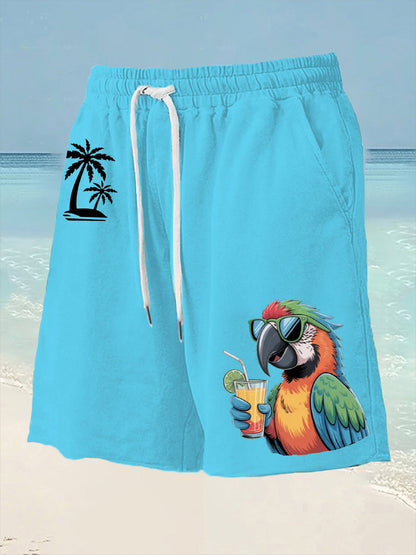 Para hombres es 5 en punto en algún lugar Parrot Palm Print Casual Shorts