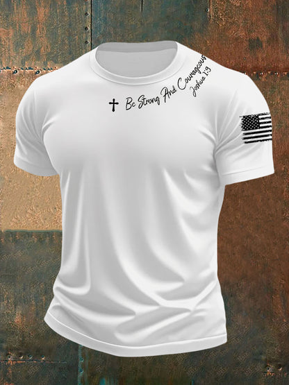Los hombres de ser fuerte y valiente manga corta camiseta