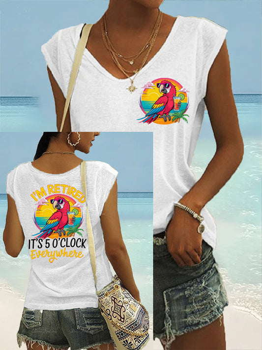 De las mujeres estoy retirado Es 5 en punto Everywhere Parrot Print Casual camiseta sin mangas