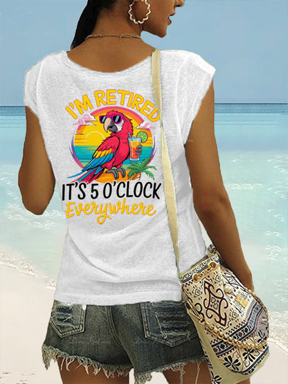 De las mujeres estoy retirado Es 5 en punto Everywhere Parrot Print Casual camiseta sin mangas