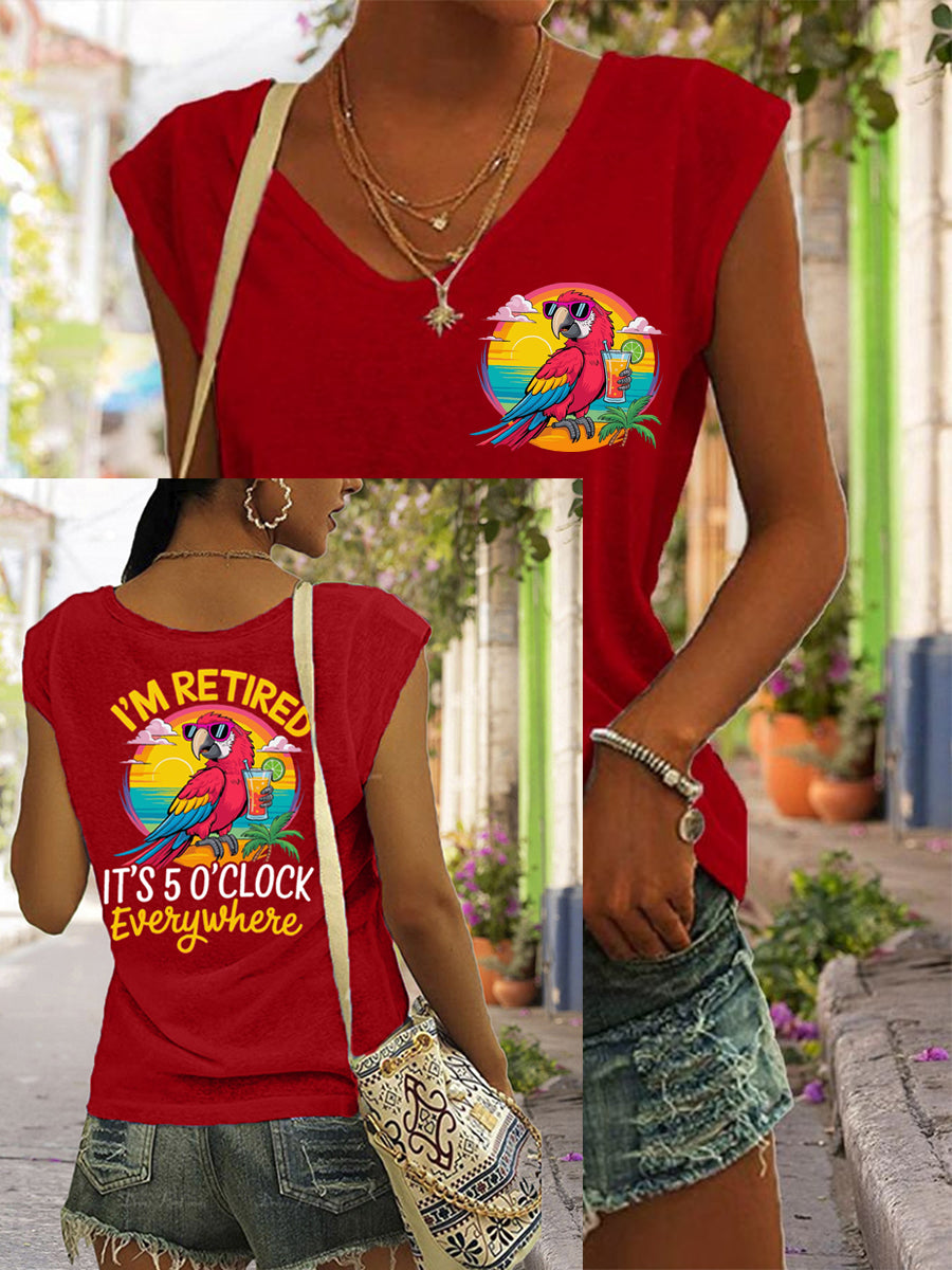 De las mujeres estoy retirado Es 5 en punto Everywhere Parrot Print Casual camiseta sin mangas