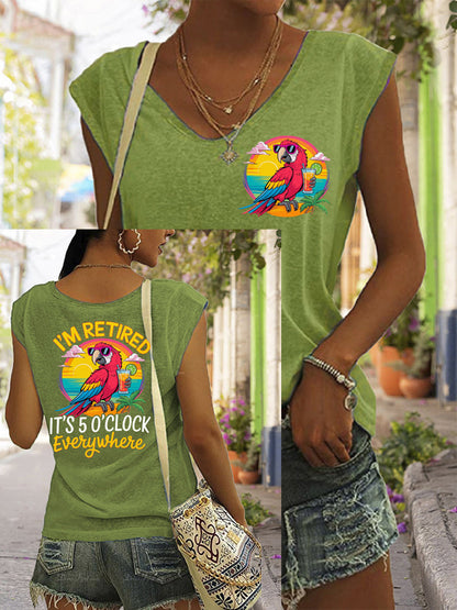De las mujeres estoy retirado Es 5 en punto Everywhere Parrot Print Casual camiseta sin mangas