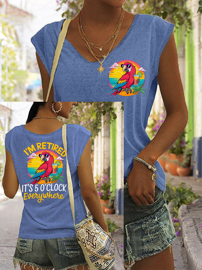 De las mujeres estoy retirado Es 5 en punto Everywhere Parrot Print Casual camiseta sin mangas