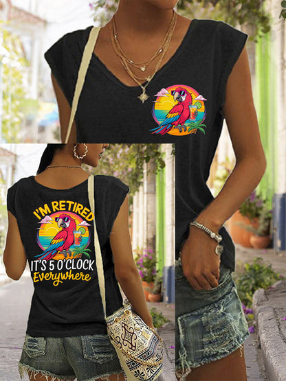 De las mujeres estoy retirado Es 5 en punto Everywhere Parrot Print Casual camiseta sin mangas